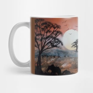 African Sunset with wild animals roaming freely Mug